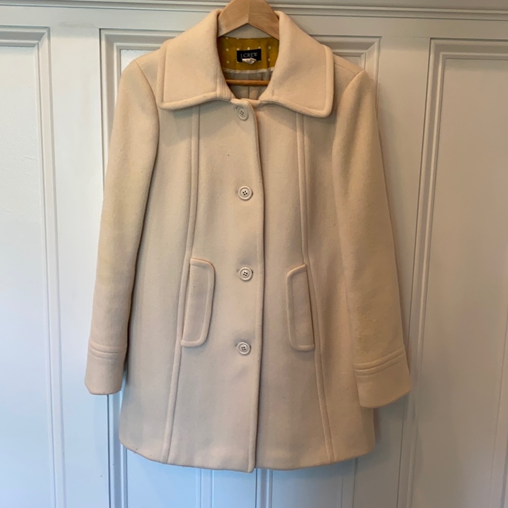 JCrew Car Coat- cream colored- size 8